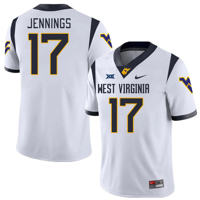 #17 Zae Jennings West Virginia Mountaineers College 2024 New Uniforms Football Jerseys Stitched Sale-White